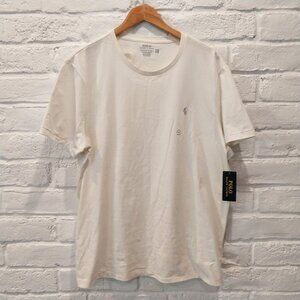 Polo Ralph Lauren Crew-Neck  T-Shirt Mens XL Beige Cream Solid Custom Slim Fit.